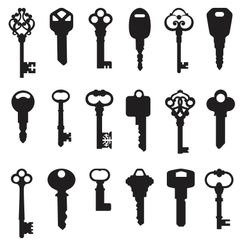 Black and White Silhouette of Key Shapes
